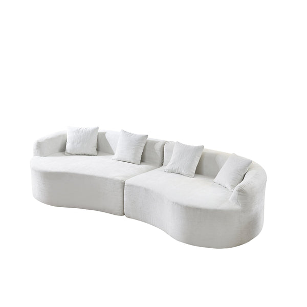 English Elm 111" L Shaped Cloud Sofa Plush Chenille Upholstered High Density Foam Apartment Living Room Beige W1669S00057