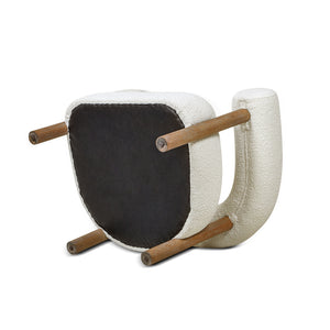 English Elm Jennifer Taylor Home - Fuji Plush 37" Mid Century Barrel Arm Chair in Ivory Bouclé — Wide 28" Seat, Solid Rubberwood Legs B2719P238263