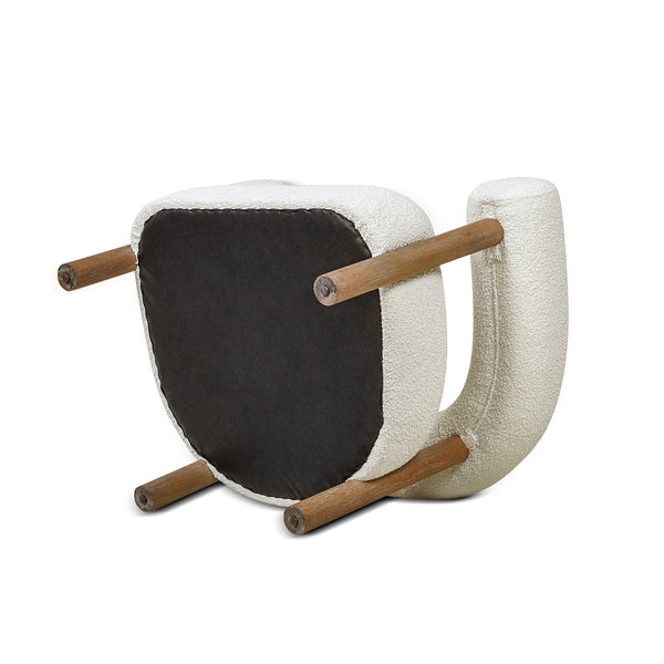 English Elm Jennifer Taylor Home - Fuji Plush 37" Mid Century Barrel Arm Chair in Ivory Bouclé — Wide 28" Seat, Solid Rubberwood Legs B2719P238263