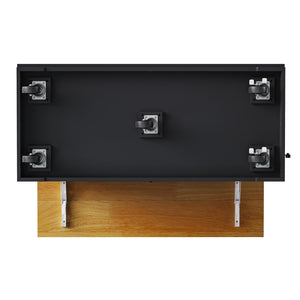 English Elm K&K 48 Inch Kitchen Island Cart with Drop Leaf, Built-In Power Station, Adjustable Shelves & Wheels Black N707P257057B