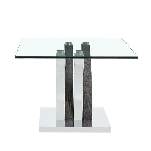 English Elm X-b-793-12065-trgr Tempered Glass Minimalist Table for Modern Dining or Living Rooms W2827P427121