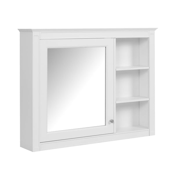 English Elm 36'' Modern Medicine Cabinet Wall Mounted Mirror with Adjustable Shelf, MDF Durable Storage, White N710P322791K
