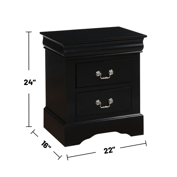 English Elm 2 Drawers Wooden Nightstand - Sleek Black Finish, Ample Storage & Elegant Design For Any Bedroom B016P252925