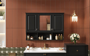 English Elm 3-in-1 Wall Mounted Bathroom Medicine Cabinet with Soft Close Mirror and Towel Bar Black N710P358620B