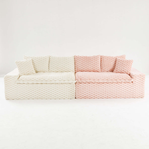 English Elm Luxury Color-Block Turtle Velvet Sofa - Versatile Modular Design For Stylish Living Room Comfort W3371S00044