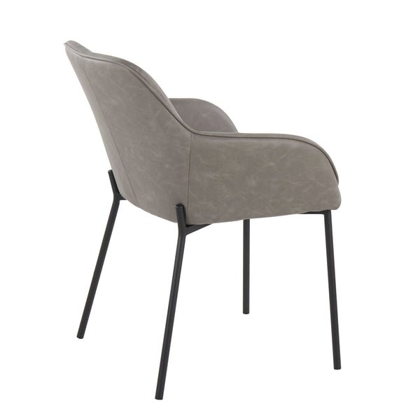 English Elm Contemporary Bucket Chair Set of 2 Cream Velvet Upholstered with Slim Black Metal Legs B202S01333