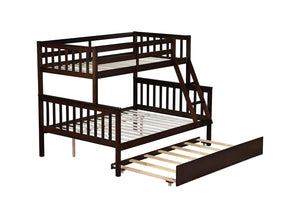 English Elm Twin Over Full Bunk Bed With Trundle - Convertible, Detachable Design In Espresso Finish, Space-Saving W504S00188-GIGA