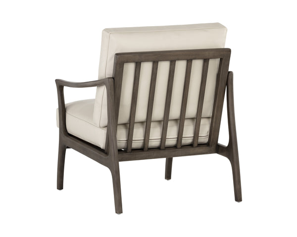 Sunpan Lindley Lounge Chair - Stylish Mid-Century Design in Astoria Cream Leather with Solid Birch Frame