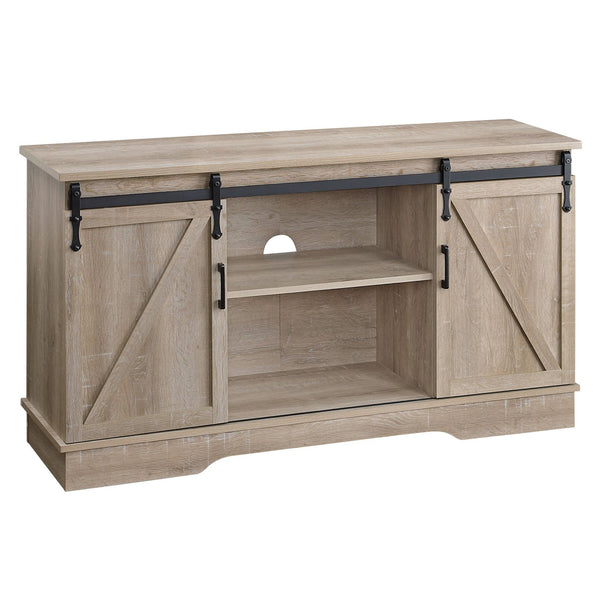 English Elm Oak Modern TV Stand with 2 Sliding Barn Doors, Cable Management, Wide Storage for TVs up to 65" B062P182853