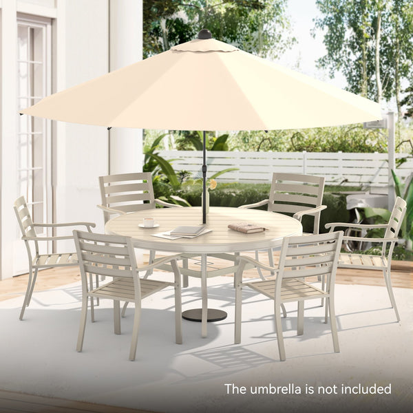 English Elm 7-Piece Outdoor Patio Dining Set With 6 Stackable Chairs & Round Table - Stylish & Durable Design! W213S00056