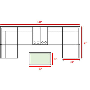 English Elm 4-Person Outdoor Wicker Seating Set With Cushions – Stylish, Weather-Resistant, Fully Modular Design B120S00191