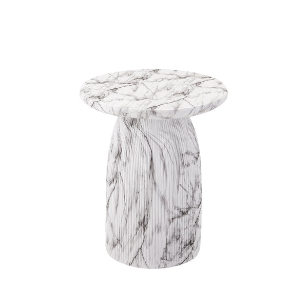 English Elm Outdoor Mgo Cylindrical Side Table Handcrafted Marble Effect Finish for Patio or Living Room N772P384671M