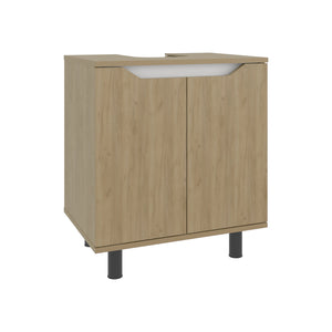 English Elm Marlo Compact Under-Sink Cabinet with Cut-Out Back, Two Doors, Open Lower Shelf, Modern Storage Oak 27.56 L x 25.59 W x 5.12 H B200P368103