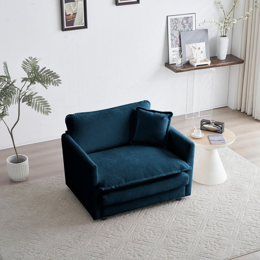 English Elm Comfy Deep Seat Chenille Armchair with Foam Cushion for Cozy Living Room Reading W714S01574
