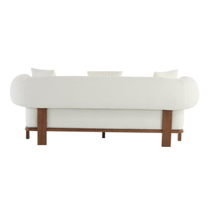English Elm Round Arm Curved Sofa Plush Upholstered Mid-century Living Room Lounge Seating Beige N771P270523M