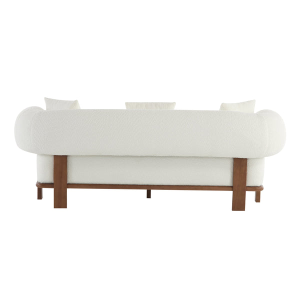 English Elm Round Arm Curved Sofa Plush Upholstered Mid-century Living Room Lounge Seating Beige N771P270523M