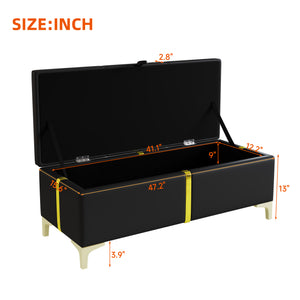 English Elm 2-pieces Queen Platform Bed Set Pu Upholstered Hydraulic Storage with Gold Accent Ottoman N733S362242B