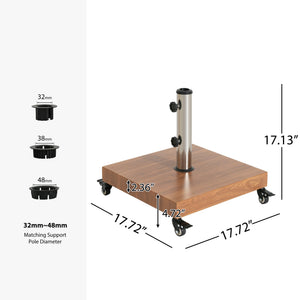 English Elm Malibu Concrete Filled Iron Umbrella Base with Wood Grain Finish and Locking Wheels N775P407244N