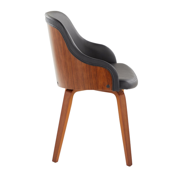 English Elm Mid-century Modern Barrel Back Dining Chairs Walnut Frame Cream Fabric Set of 2 Black B202S01168