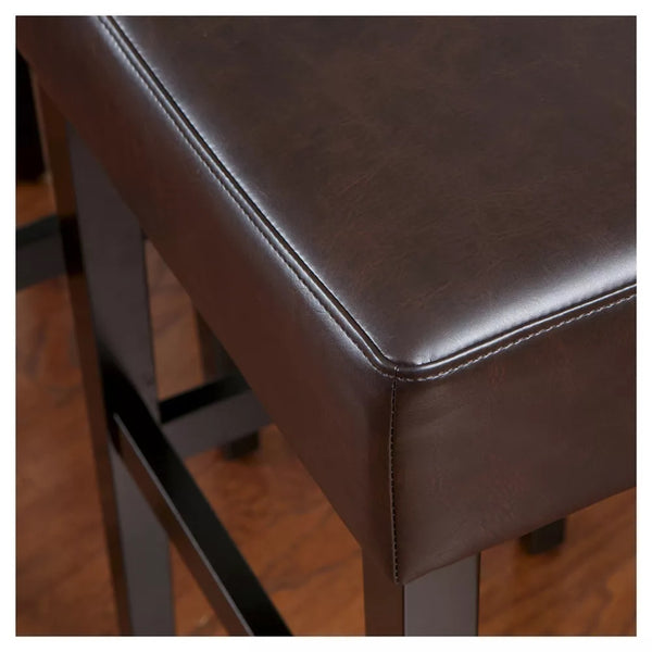 English Elm Christopher Knight Home® - [OLD Set of 2 30" Backless Faux Leather Counter Height Barstool Brown — Transitional 2-Pack Durable Upholstery 74504.00PU