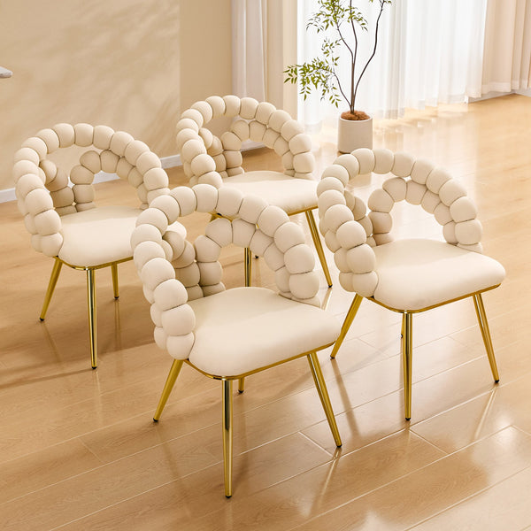 English Elm Modern Velvet Bubble Back Dining Chairs with Gold Legs Glam Accent Seating Set of 2 W3875P437077