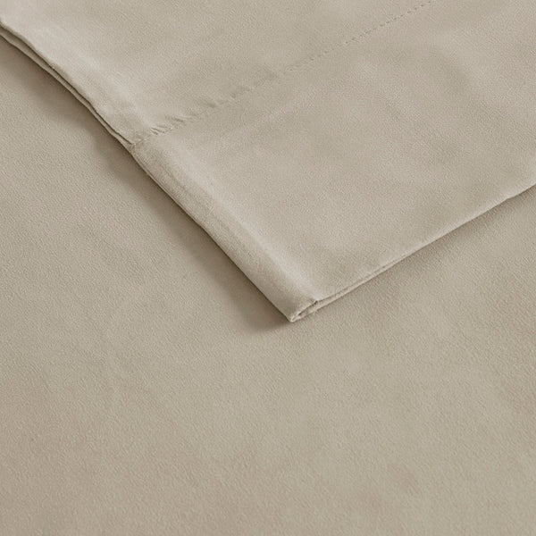 JLA Home Madison Park - Luxurious Brushed Microfiber Sheet Set with 3M Moisture-Wicking, Deep Pockets & OEKO-TEX Safety Khaki MP20-1191