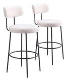 Blanca Barstool - Set of 2 Ivory 109740 Zuo Modern