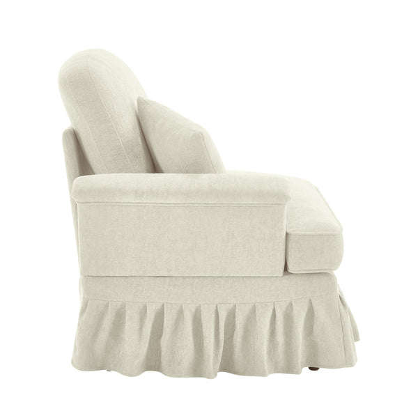 English Elm Sofa Modular Chenille Upholstered with Spindle Legs and Detachable Ruffle Skirt W3041P332558