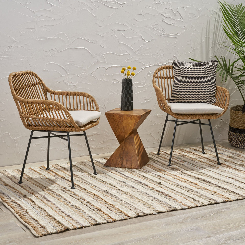 English Elm Rodney Polyethylene Rattan Accent Chair Set Woven Over Steel Frame for Modern Living 65036.00LBRN