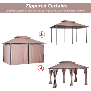 English Elm Outsunny 10' X 13' Outdoor Gazebo Canopy With Vented Roof & Curtains - Perfect For Backyard Relaxation W2225P200567-GIGA