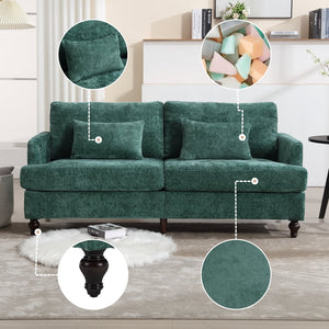 English Elm Mid Century Modern chenille loveseat with solid wood frame, detachable cushions, breathable fabric couch Emerald W395P151896