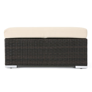 English Elm Christopher Knight Home® - SANTA SANTA ROSA Ottoman with Water-Resistant Cushion, Aluminum Frame, Faux Rattan Outdoor Seating Multi 57546.00ALUMBRN