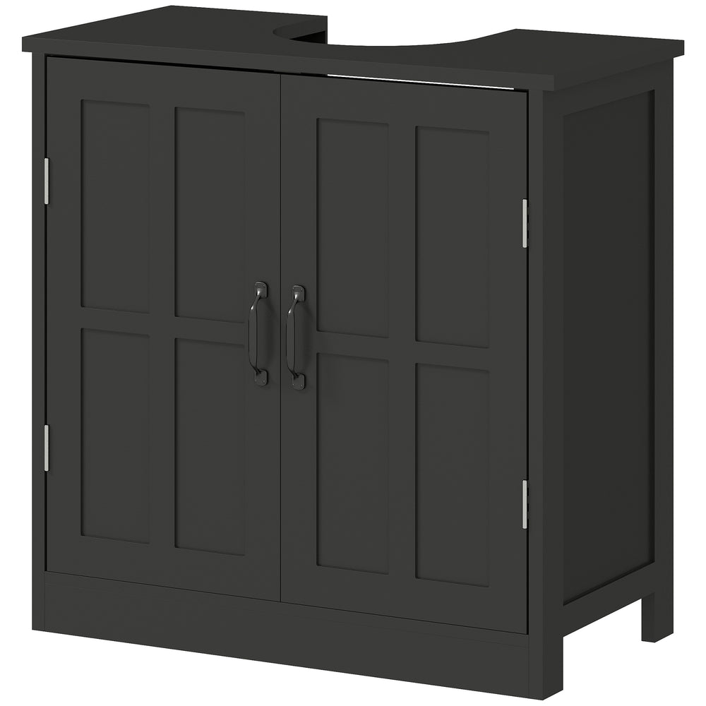 English Elm Bathroom Pedestal Sink Organizer Cabinet with Adjustable Shelf and Matte Black Finish T3971P390397