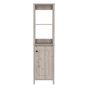 English Elm St. Clair Linen Cabinet Grey with Two Interior Shelves, Two Open Shelves, Single Door, Elevated Legs B200P188850