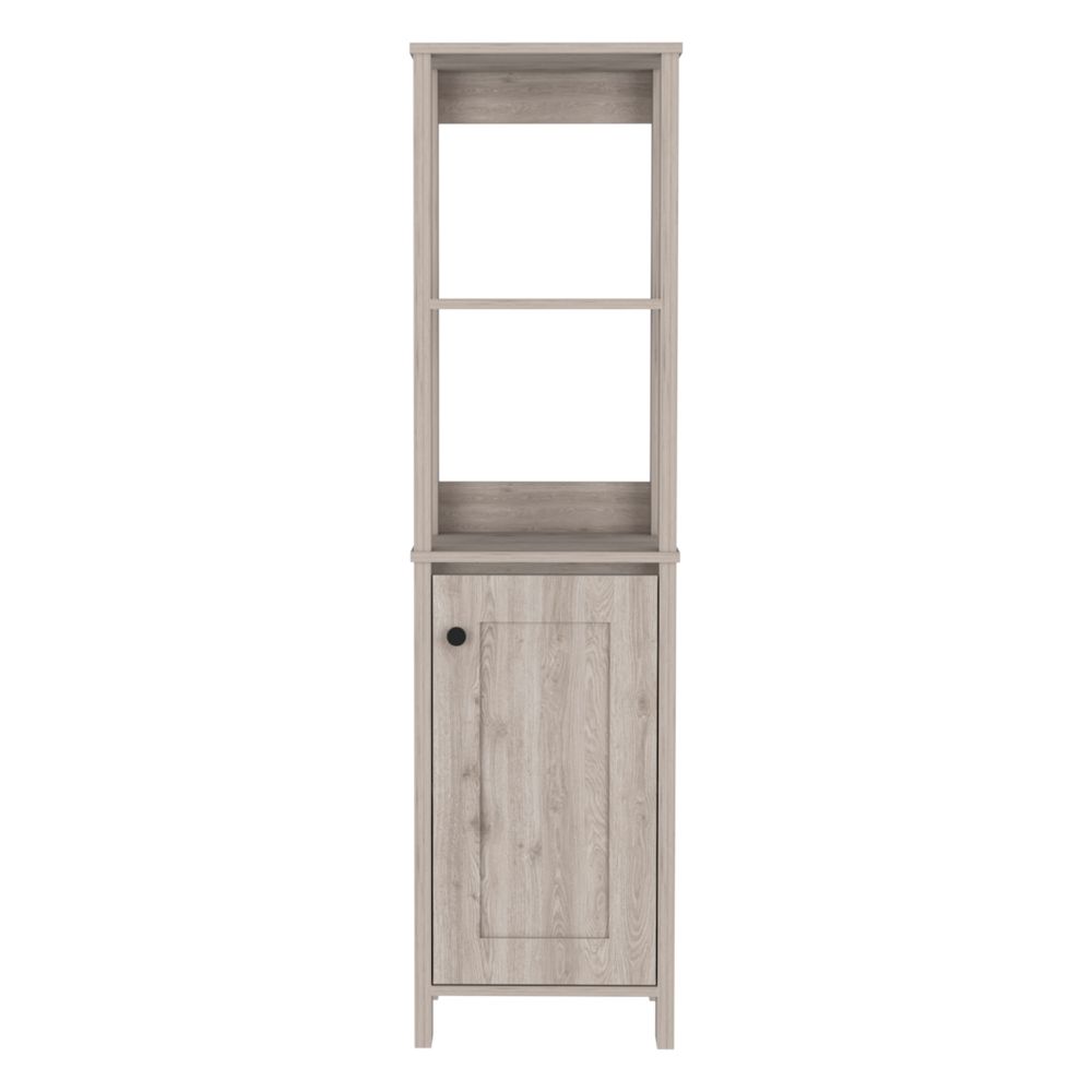 English Elm St. Clair Linen Cabinet Grey - Engineered Wood, Single Door with Two Interior Shelves & Open Display B070P188850