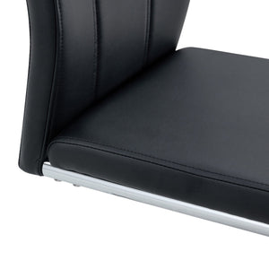 English Elm 6 Dining Chair Set Black PU Upholstered High-Back Chairs, Waterproof Stitching, Sturdy Legs, Easy Assembly W1151P203804