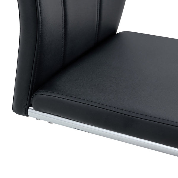 English Elm 6 Dining Chair Set Black PU Upholstered High-Back Chairs, Waterproof Stitching, Sturdy Legs, Easy Assembly W1151P203804