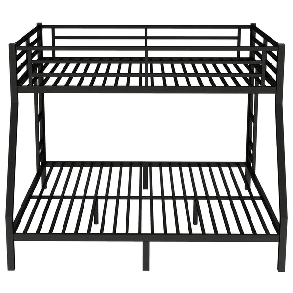 English Elm Metal Queen Over King Bunk Bed – Heavy-Duty, Space-Saving Design For Teens & Adults, Black Finish W1580S00072