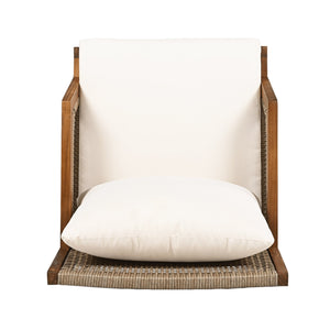 English Elm Acacia Hardwood Wicker Club Chair Deep Seating Outdoor Patio with Cushioned Comfort N780P248457T