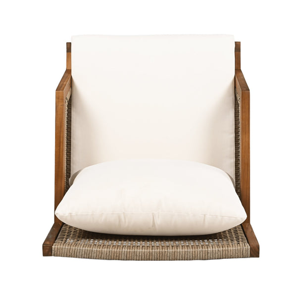 English Elm Acacia Hardwood Wicker Club Chair Deep Seating Outdoor Patio with Cushioned Comfort N780P248457T