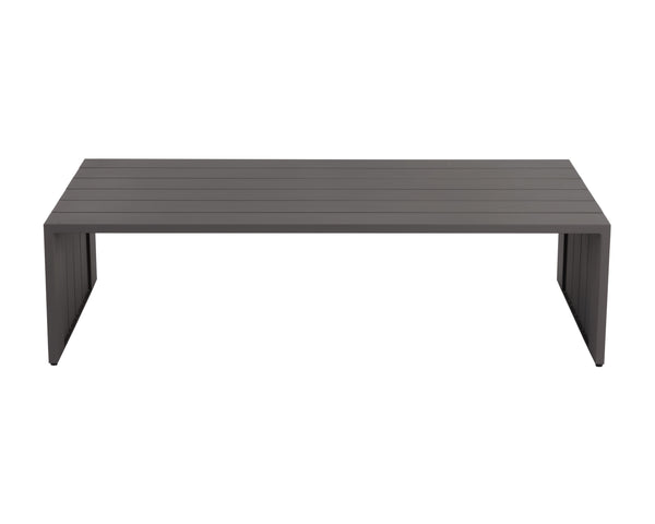 Sunpan Verin Coffee Table - Modern Outdoor Design with Durable Powder Coated Aluminum for Stylish Spaces Warm Grey