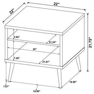 English Elm Balboa Distressed Pine 2-Piece Coffee & End Table Set with Gray Drawer, Open Cubby, Tapered Legs B062S01311