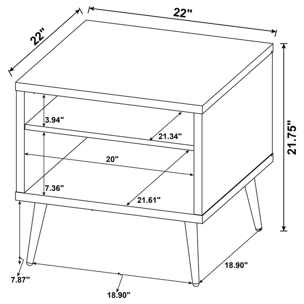 English Elm Balboa Distressed Pine 2-Piece Coffee & End Table Set with Gray Drawer, Open Cubby, Tapered Legs B062S01311