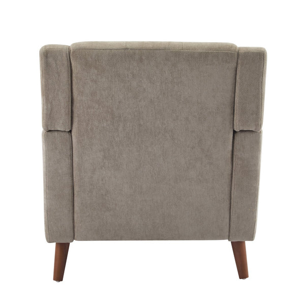 English Elm Mid-century Waffle Tufted Club Chair Solid Wood Splayed Legs Reading Lounge Accent Light Brown,Walnut N776P379535L