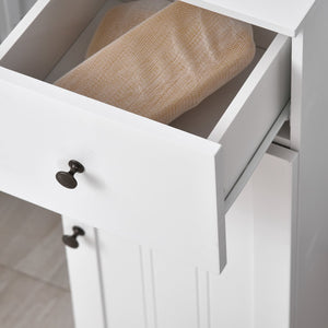 English Elm kleankin Compact Bathroom Storage Cabinet 12.5" W x 35" H with Drawer, Adjustable Shelf, Anti-Tip, White Elegance W2225P216994