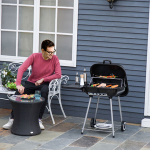 English Elm Outsunny Portable Charcoal Bbq Smoker Grill with Wheels Shelf and Adjustable Vents W2225P172524