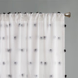 Intelligent Design Sophie Casual Pom Pom Embellished Curtain Panel ID40-1797 Black