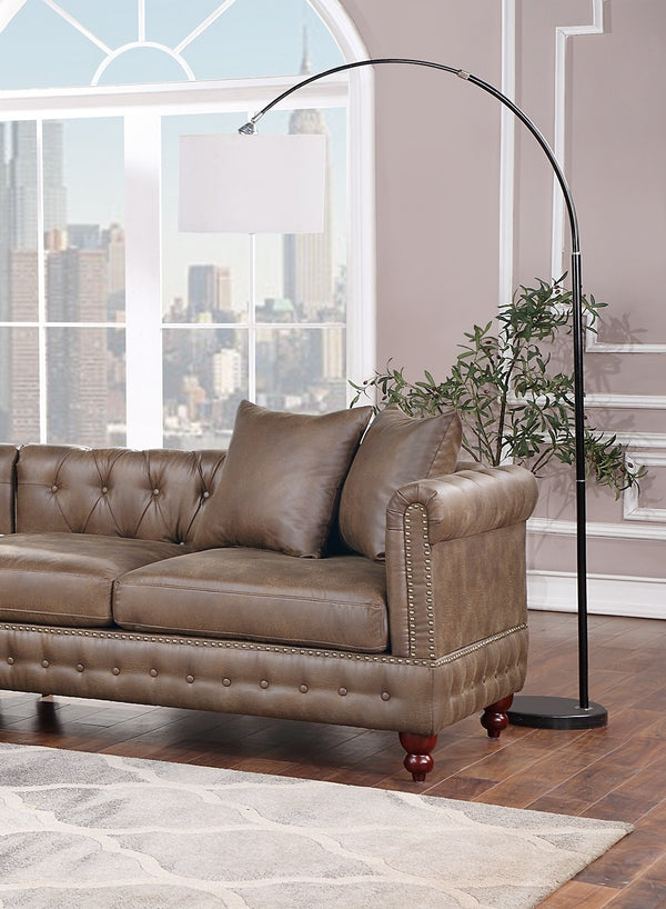 English Elm Dark Coffee Breathable Leatherette 3-Piece Sectional Set With Reversible Loveseats & Ottoman Comfort B011S01329