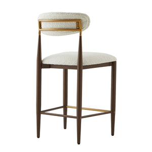 English Elm Christopher Knight Home® - ARMLESS Modern Upholstered Counter Stool Set of 2 with Iron Toothpick Frame, Gold Trim Accents Beige+Brown N771P316339J
