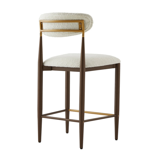 English Elm Christopher Knight Home® - ARMLESS Modern Upholstered Counter Stool Set of 2 with Iron Toothpick Frame, Gold Trim Accents Beige+Brown N771P316339J